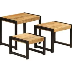 vidaXL - Bijzettafel - Bruin - Hout - 3 stuks
