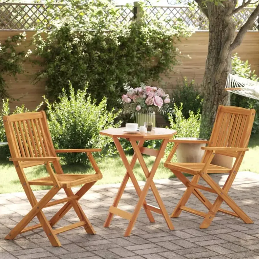 Bistro- & Balkonsets-vidaXL - Bistroset - Bruin - Acaciahout - 60 cm - 3 stuks