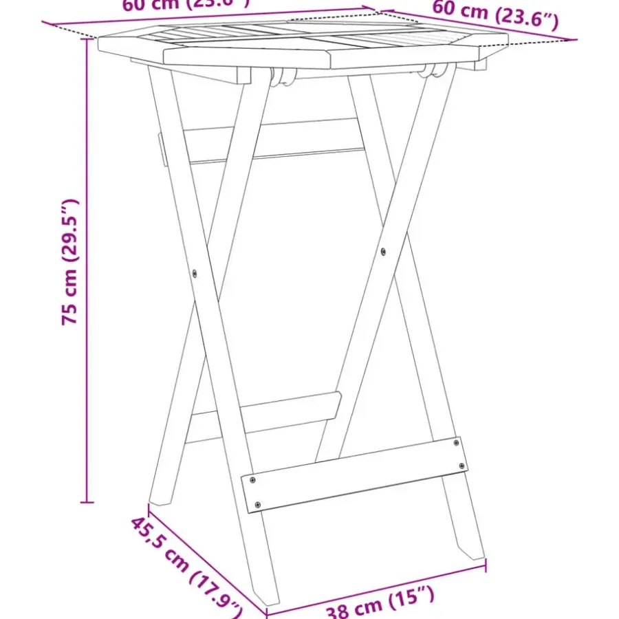 Bistro- & Balkonsets-vidaXL - Bistroset - Bruin - Acaciahout - 60 cm - 3 stuks