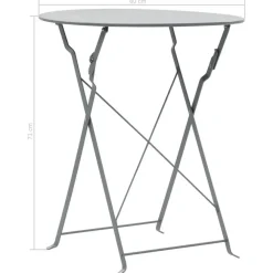 Bistro- & Balkonsets-vidaXL - Bistroset - Grijs - Staal - 3 stuks