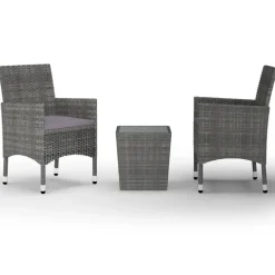 Bistro- & Balkonsets-vidaXL - Bistroset - Grijs - Poly rattan en gehard glas - 3 stuks