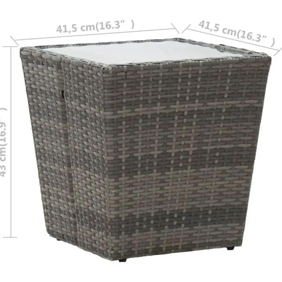 Bistro- & Balkonsets-vidaXL - Bistroset - Grijs - Poly rattan en gehard glas - 3 stuks
