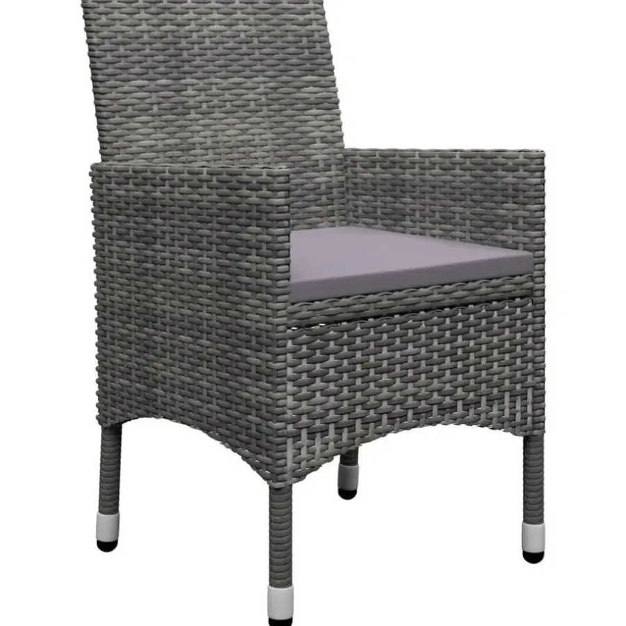 Bistro- & Balkonsets-vidaXL - Bistroset - Grijs - Poly rattan en gehard glas - 3 stuks