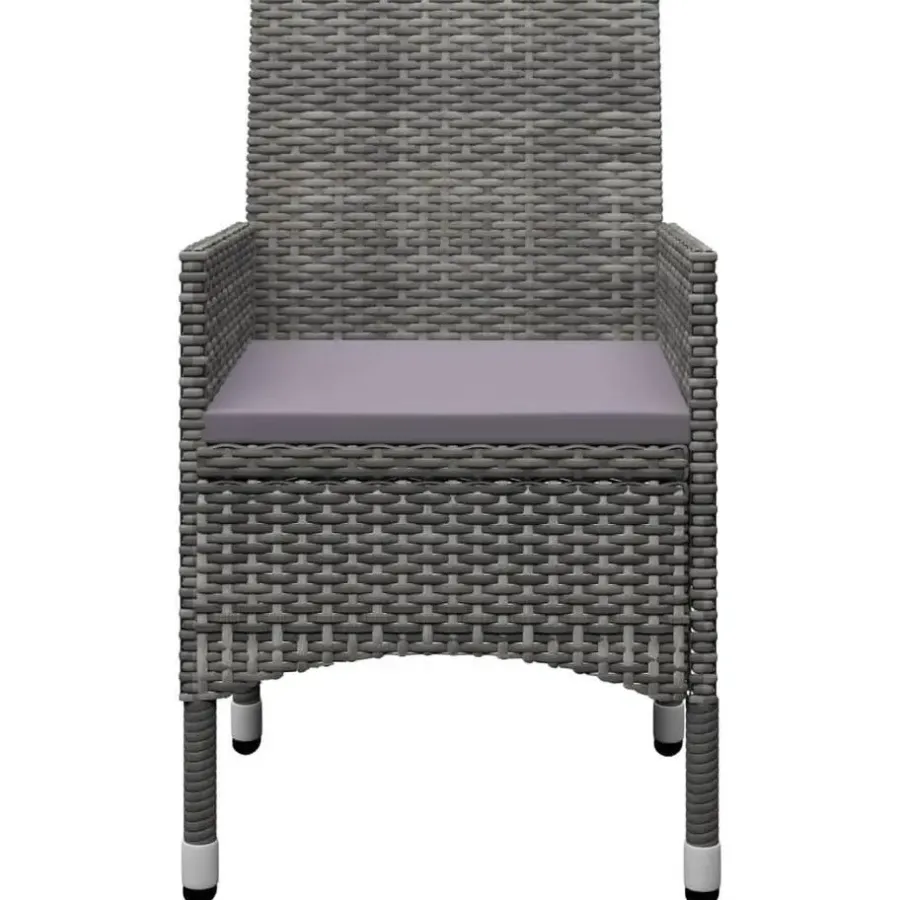 Bistro- & Balkonsets-vidaXL - Bistroset - Grijs - Poly rattan en gehard glas - 3 stuks