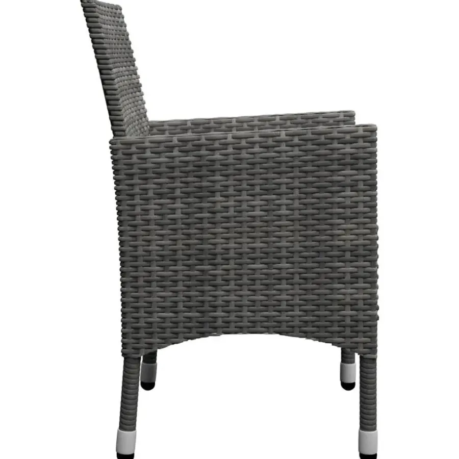 Bistro- & Balkonsets-vidaXL - Bistroset - Grijs - Poly rattan en gehard glas - 3 stuks