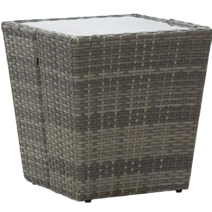 Bistro- & Balkonsets-vidaXL - Bistroset - Grijs - Poly rattan en gehard glas - 3 stuks