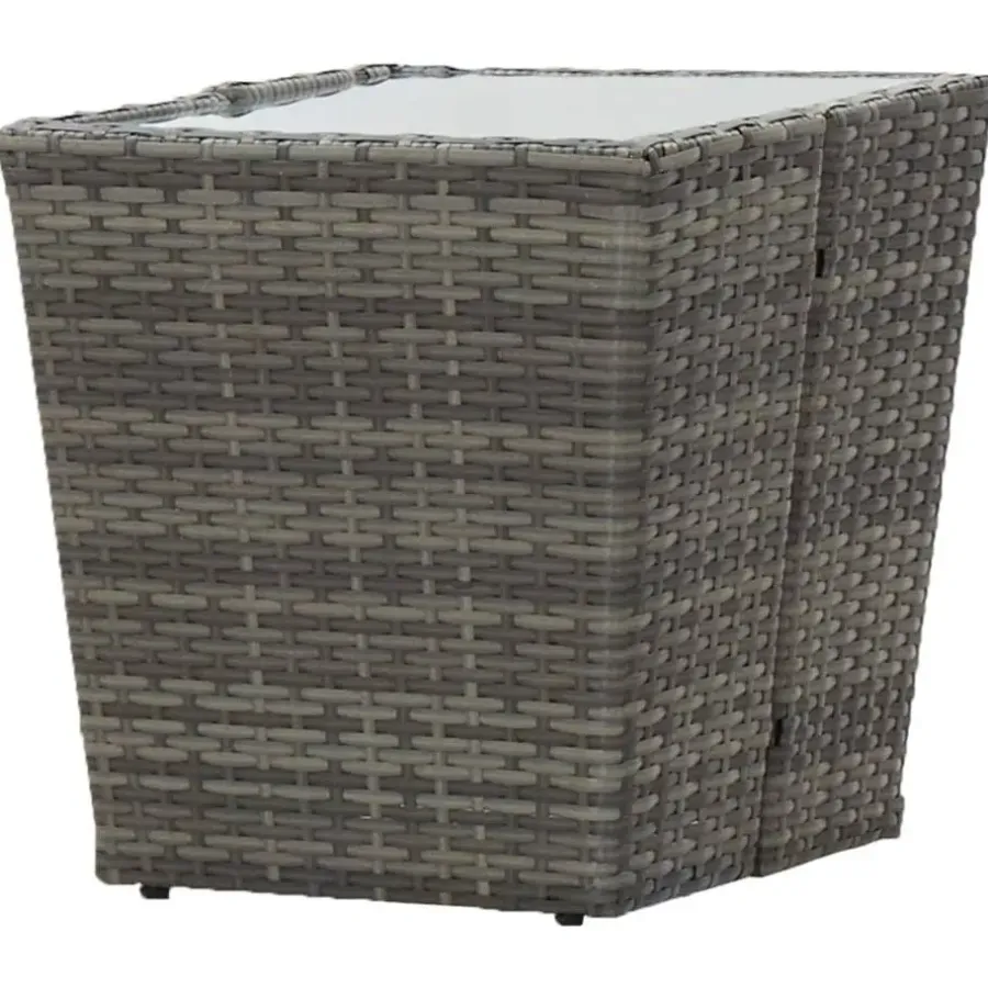 Bistro- & Balkonsets-vidaXL - Bistroset - Grijs - Poly rattan en gehard glas - 3 stuks