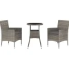 Bistro- & Balkonsets-vidaXL - Bistroset - Grijs - Poly rattan - 3 stuks - Met kussens