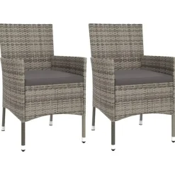 Bistro- & Balkonsets-vidaXL - Bistroset - Grijs - Poly rattan - 3 stuks - Met kussens