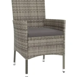 Bistro- & Balkonsets-vidaXL - Bistroset - Grijs - Poly rattan - 3 stuks - Met kussens