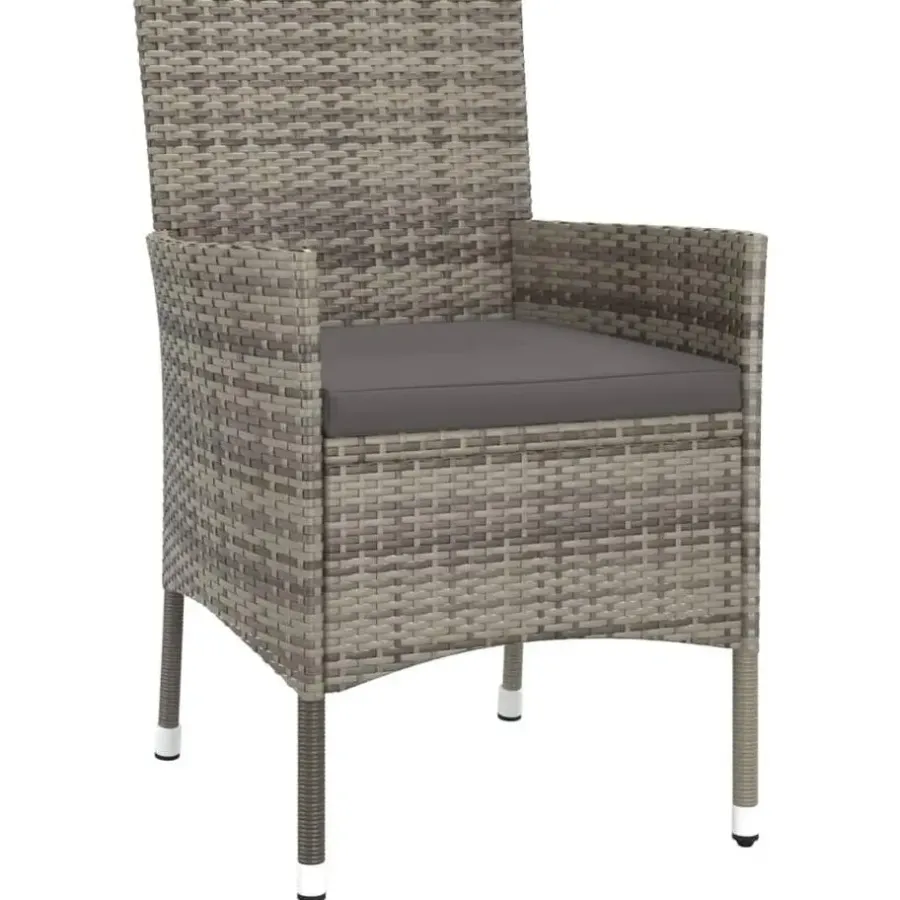 Bistro- & Balkonsets-vidaXL - Bistroset - Grijs - Poly rattan - 3 stuks - Met kussens