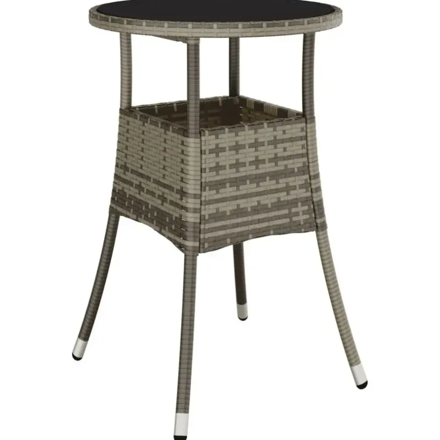 Bistro- & Balkonsets-vidaXL - Bistroset - Grijs - Poly rattan - 3 stuks - Met kussens