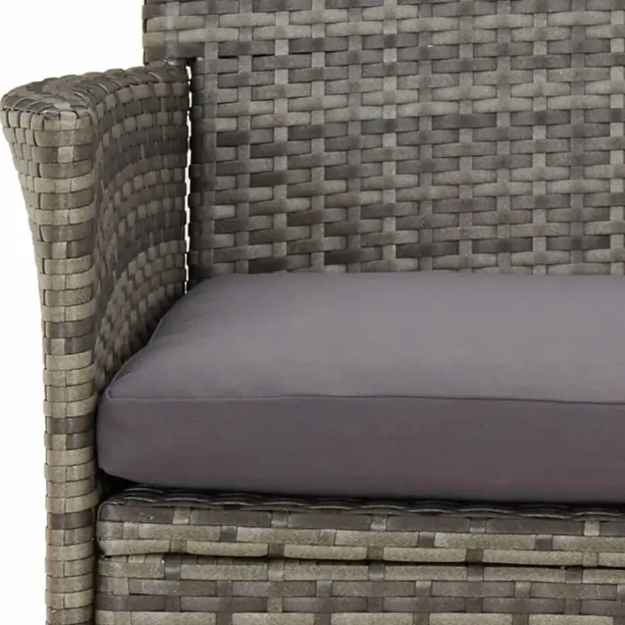 Bistro- & Balkonsets-vidaXL - Bistroset - Grijs - Poly rattan - 3 stuks - Met kussens