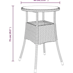 Bistro- & Balkonsets-vidaXL - Bistroset - Grijs - Poly rattan - 3 stuks - Met kussens