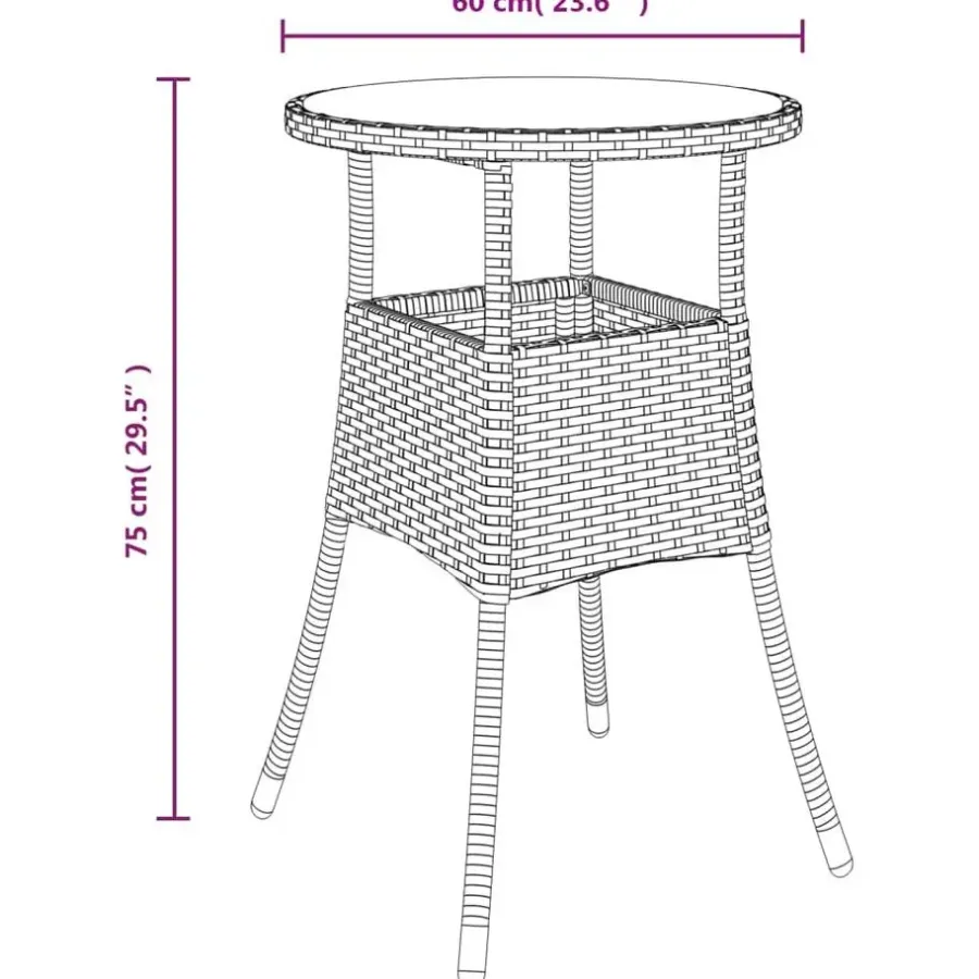Bistro- & Balkonsets-vidaXL - Bistroset - Grijs - Poly rattan - 3 stuks - Met kussens