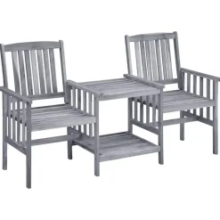 vidaXL - Bistroset - Grijs - Hout - 159x61x92 cm