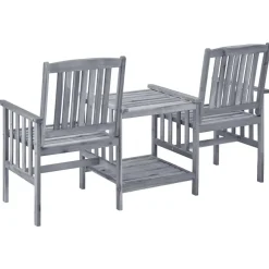 vidaXL - Bistroset - Grijs - Hout - 159x61x92 cm