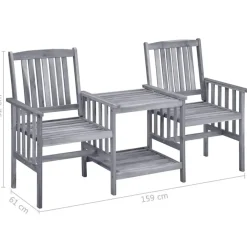 vidaXL - Bistroset - Grijs - Hout - 159x61x92 cm
