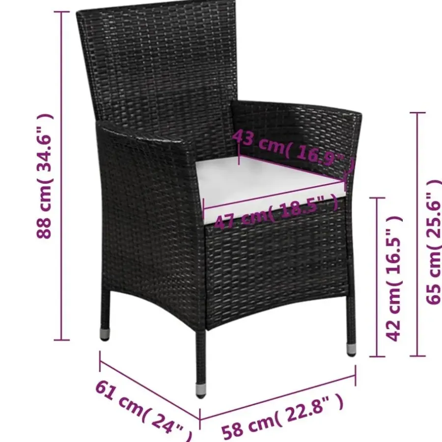 Bistro- & Balkonsets-vidaXL - Bistroset - Zwart - Poly rattan
