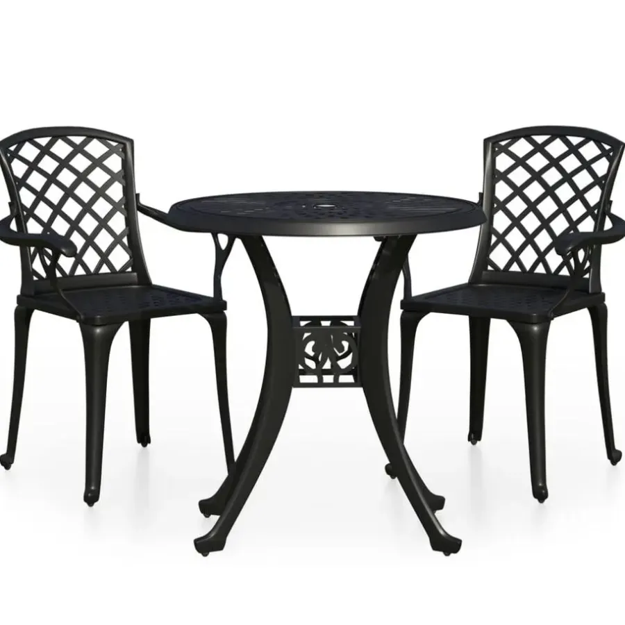 vidaXL - Bistroset - Zwart - Aluminium