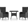 vidaXL - Bistroset - Zwart - Poly rattan