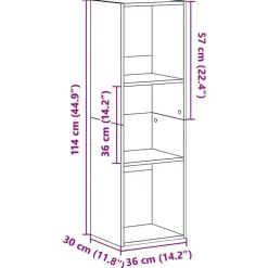vidaXL - Boekenkast - Grijs - Bewerkt hout