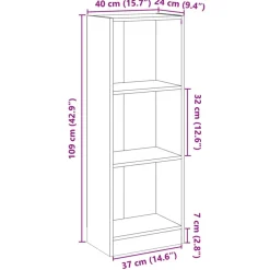 Boekenkasten|Boekenkasten-vidaXL - Boekenkast - Grijs - Bewerkt hout - 40 x 24 x 109 cm