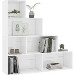Boekenkasten|Boekenkasten-vidaXL - Boekenkast - Wit - Bewerkt hout