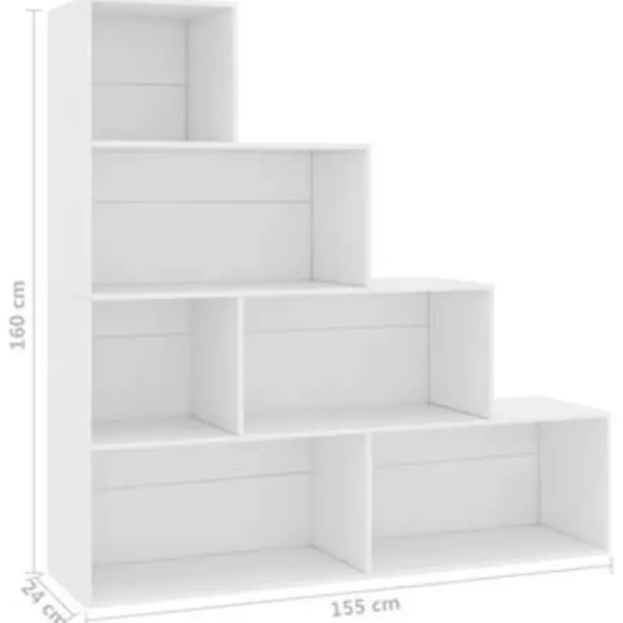 vidaXL - Boekenkast - Wit - Bewerkt hout