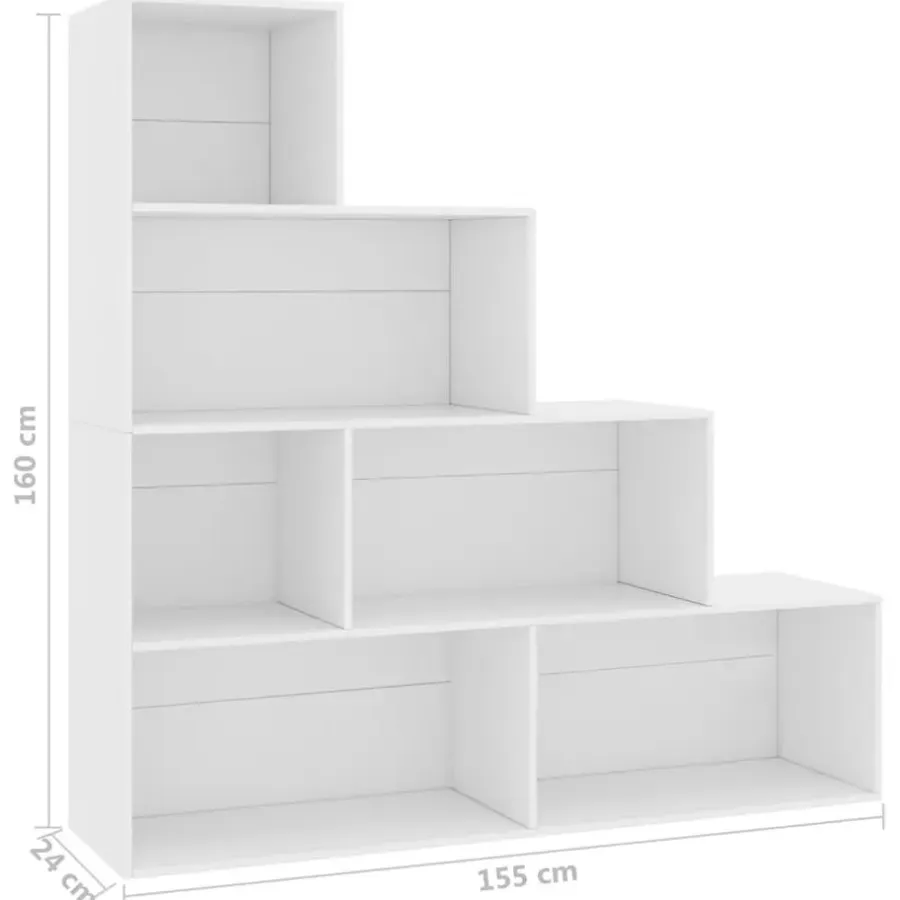 vidaXL - Boekenkast - Wit - Bewerkt hout