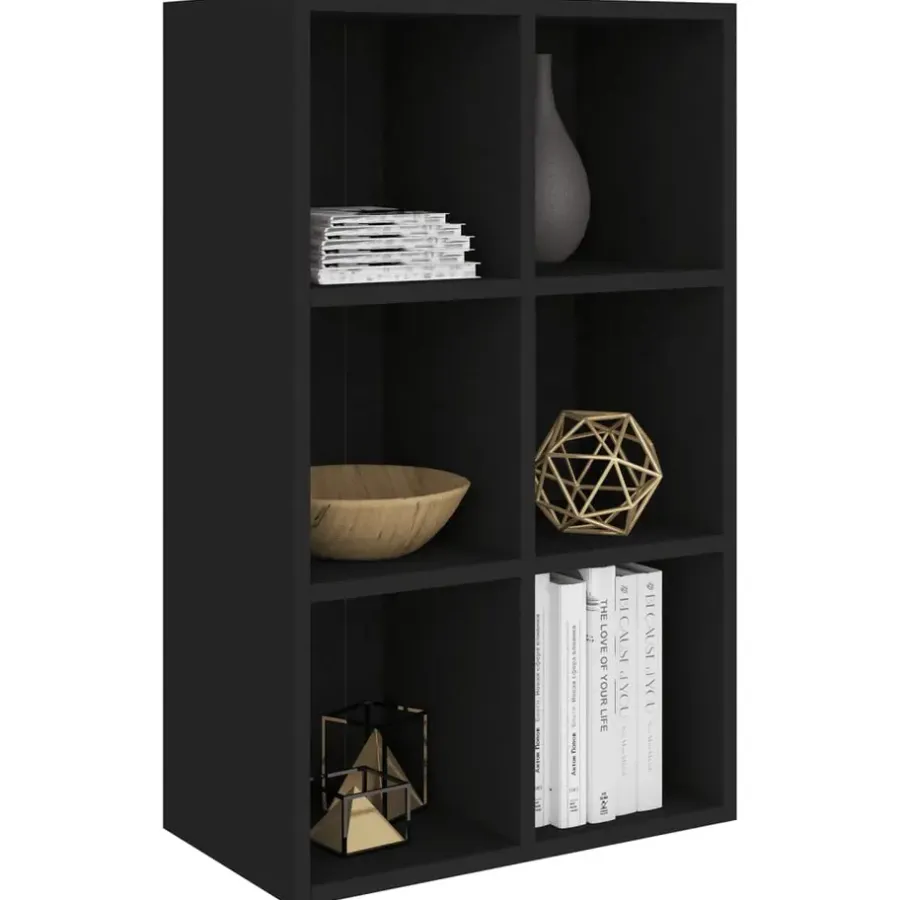 vidaXL - Boekenkast - Zwart - Bewerkt hout - 66 x 30 x 98 cm