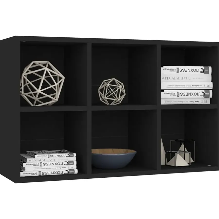vidaXL - Boekenkast - Zwart - Bewerkt hout - 66 x 30 x 98 cm