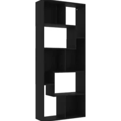 Boekenkasten|Boekenkasten-vidaXL - Boekenkast - Zwart - Bewerkt hout