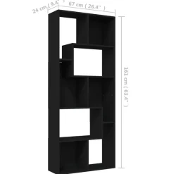 Boekenkasten|Boekenkasten-vidaXL - Boekenkast - Zwart - Bewerkt hout