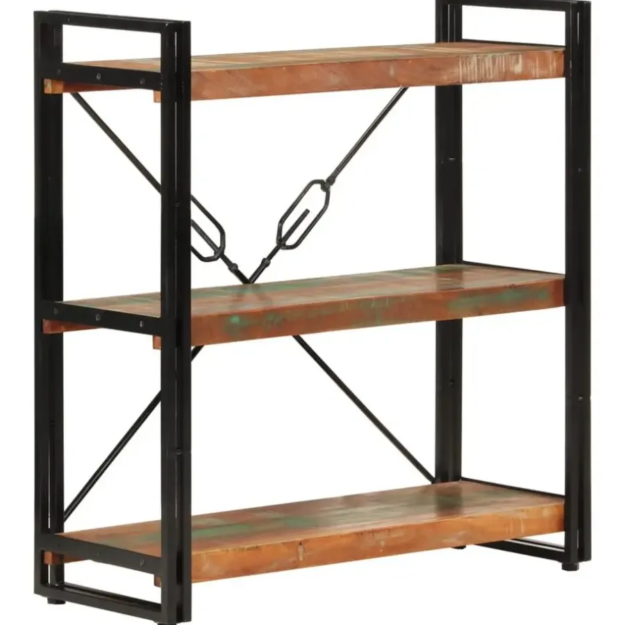 Boekenkasten|Boekenkasten-vidaXL - Boekenkast 3-laags - Multikleur - Gerecycled hout - 77 x 30 x 80 cm