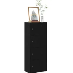 Boekenkasten|Boekenkasten-vidaXL - Boekenkast met 4 deuren voor woonkamers - Zwart - Hout - 40x24x102 cm