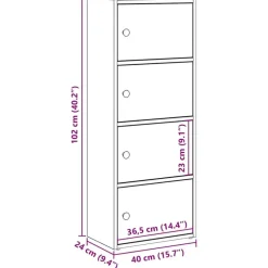 Boekenkasten|Boekenkasten-vidaXL - Boekenkast met 4 deuren voor woonkamers - Zwart - Hout - 40x24x102 cm