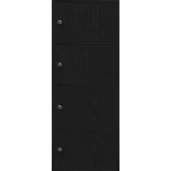 Boekenkasten|Boekenkasten-vidaXL - Boekenkast met 4 deuren voor woonkamers - Zwart - Hout - 40x24x102 cm