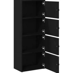 Boekenkasten|Boekenkasten-vidaXL - Boekenkast met 4 deuren voor woonkamers - Zwart - Hout - 40x24x102 cm