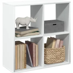 Boekenkasten|Boekenkasten-vidaXL - Boekenkast met 4 open vakken voor woonkamers - Wit -69.5x29x69.5 cm