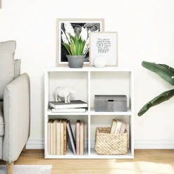 Boekenkasten|Boekenkasten-vidaXL - Boekenkast met 4 open vakken voor woonkamers - Wit -69.5x29x69.5 cm