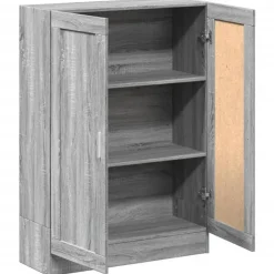 Boekenkasten|Boekenkasten-vidaXL - Boekenkast met 2 plakken en 2 deuren - Grijs sonoma - 82.5x30.5x115 cm