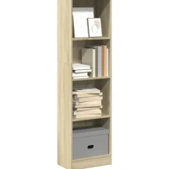 Boekenkasten|Boekenkasten-vidaXL - Boekenkast met 4 vakken - Sonoma eiken - Bewerkt hout - 40x24x143 cm