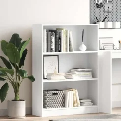 vidaXL - Boekenkast met 3 vakken - Wit - Bewerkt hout - 80x24x109 cm