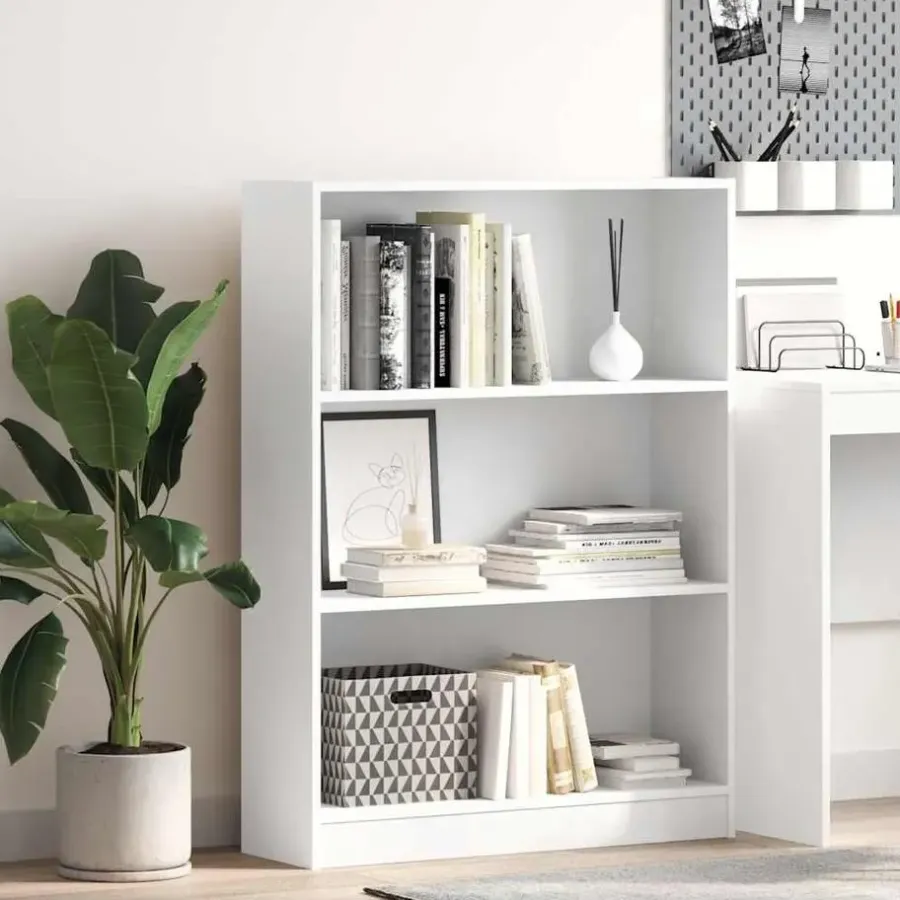 vidaXL - Boekenkast met 3 vakken - Wit - Bewerkt hout - 80x24x109 cm