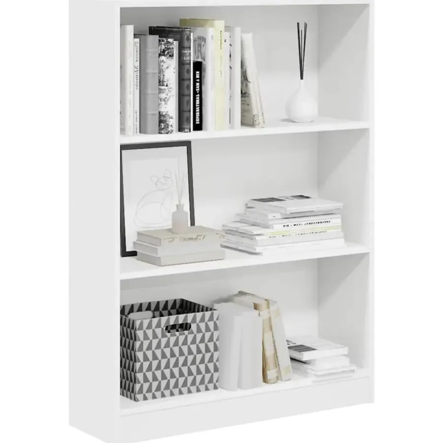 vidaXL - Boekenkast met 3 vakken - Wit - Bewerkt hout - 80x24x109 cm