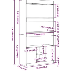 Boekenkasten|Boekenkasten-vidaXL - Boekenkast met deuren en 5 vakken - Zwart - Bewerkt hout - 92x33x180 cm