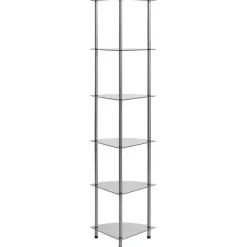 Boekenkasten|Boekenkasten-vidaXL - Boekenkast met 6-laags planken - Transparant - Glas - 30x30x160 cm