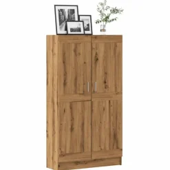 Boekenkasten|Boekenkasten-vidaXL - Boekenkast met schappen en 2 deuren - Artisan eiken - 82.5x30.5x150 cm