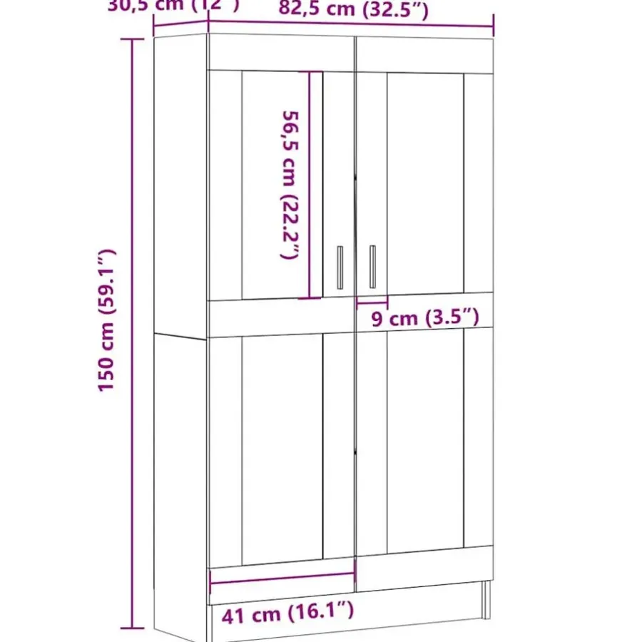 Boekenkasten|Boekenkasten-vidaXL - Boekenkast met schappen en 2 deuren - Artisan eiken - 82.5x30.5x150 cm